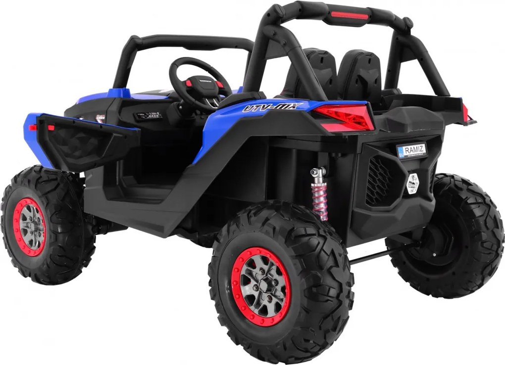 Buggy elétrico para Crianças 24V 4x4 2 Lugares SuperStar Rodas de EVA, Assento de couro Azul