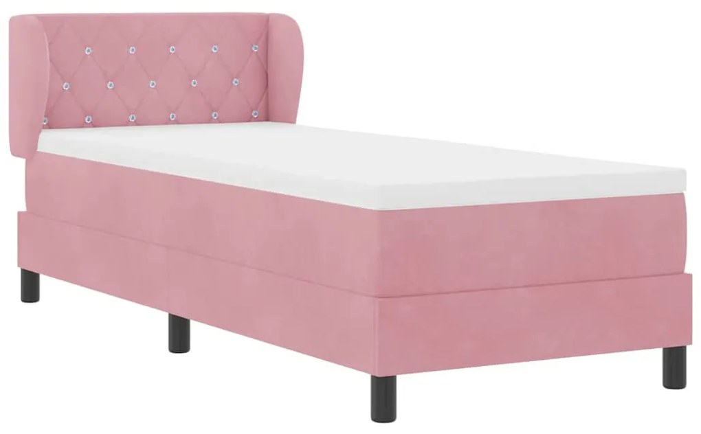 Cama Box Spring vidaXL com Colchão Rosa 80x200 cm de Veludo