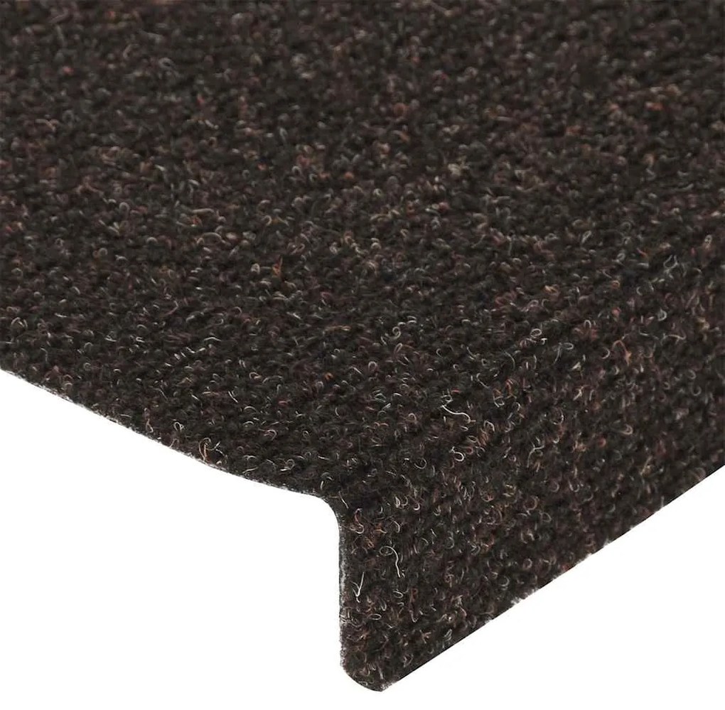 Tapetes de escada autoadesivos 30 pcs 65x21x4cm castanho-escuro