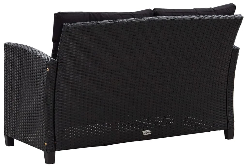 3 pcs conjunto de jantar p/ jardim c/ almofadões vime PE preto