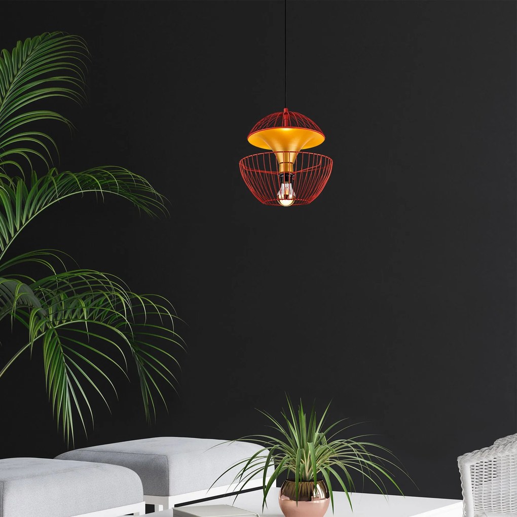 Candeeiro de Teto Telmander – Vermelho – 30 x 30 x 45-135 cm