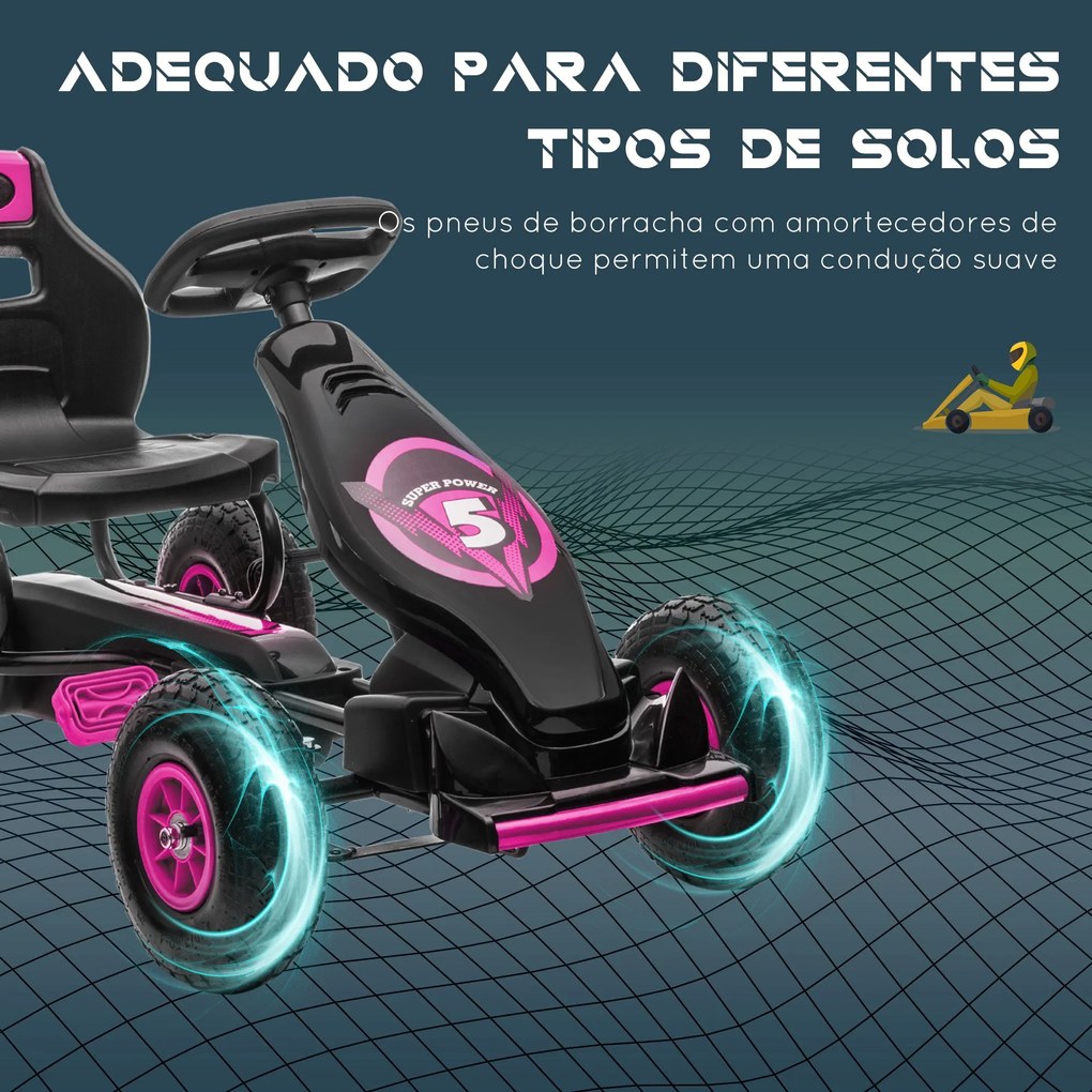 HOMCOM Kart a Pedais para Crianças 5-12 Anos Kart a Pedais Infantil co