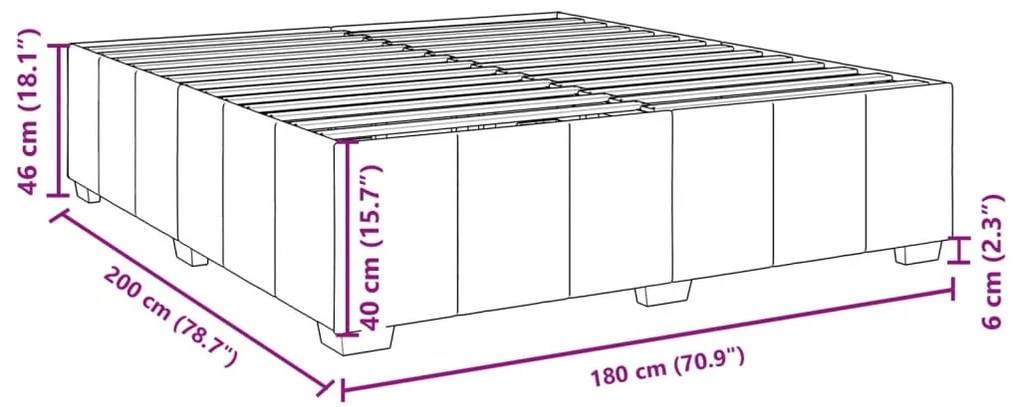 Cama sem colchão 180x200 cm tecido castanho-acinzentado