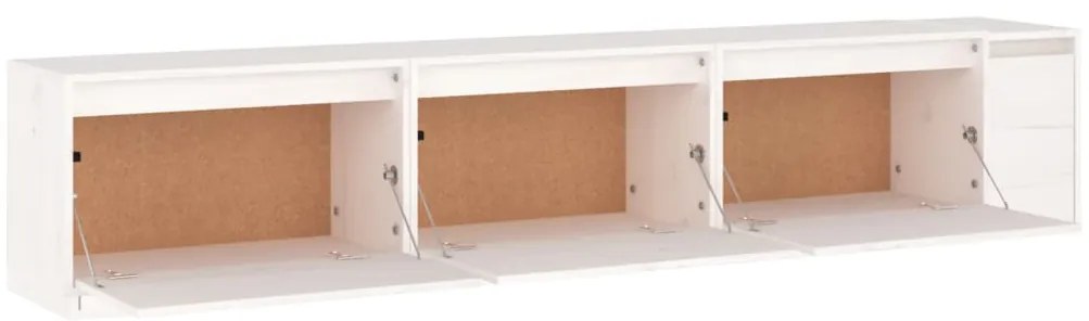 Móveis de TV 3 pcs madeira de pinho maciça branco
