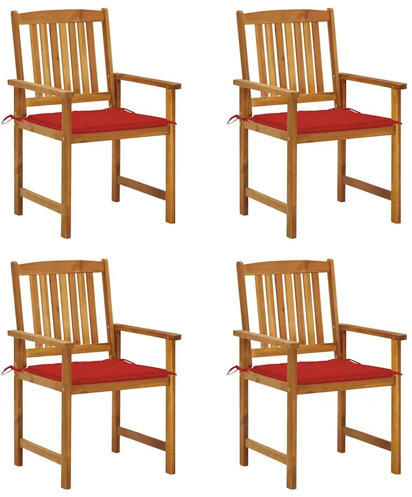 vidaXL Cadeiras de jardim c/ almofadões 4 pcs madeira de acácia maciça