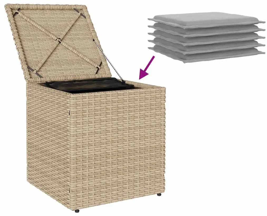 Bancos de jardim com almofadas 2 unid 40x40x43 cm vime PE bege