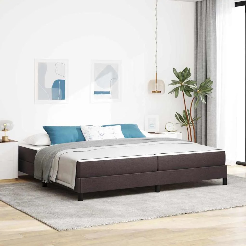 vidaXL Cama Box com colchão Castanho escuro 200 x 200 cm tecido