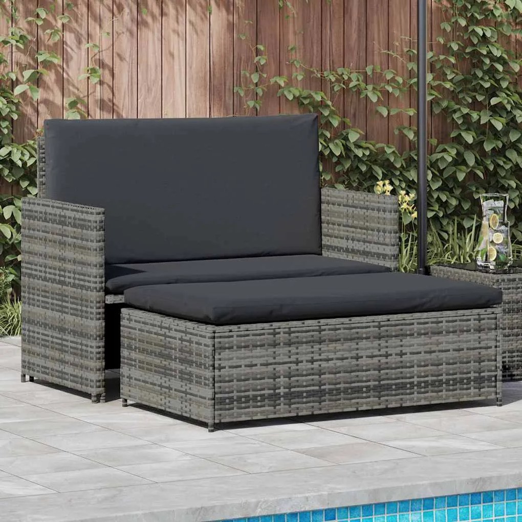 vidaXL 2 pcs conjunto lounge de jardim c/ almofadões vime PE cinzento