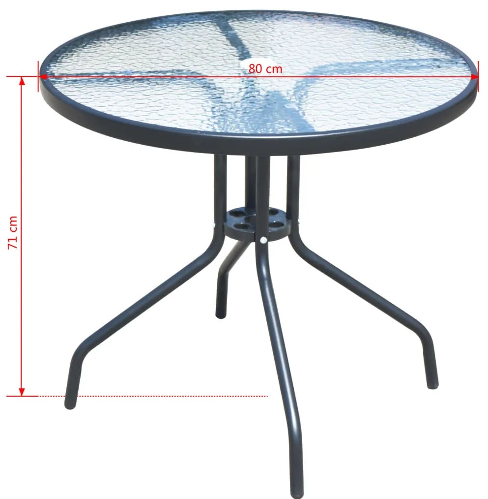 Conjunto de jantar para jardim 5 pcs 80x71 cm aço preto