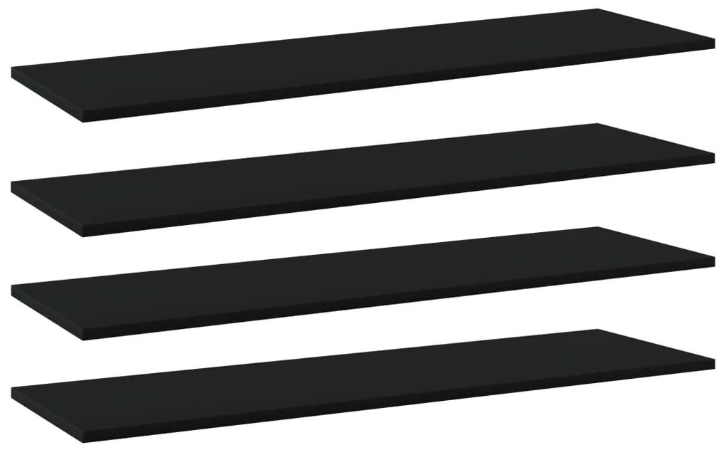 vidaXL Prateleiras p/ estante 4 pcs 100x30x1,5cm contraplacado preto