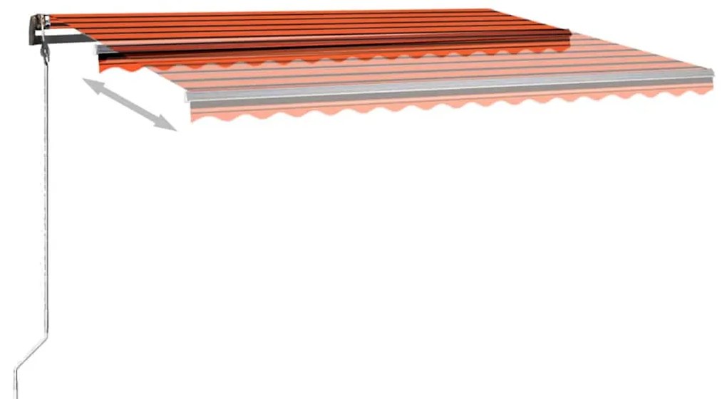 Toldo retrátil manual com LED 450x300 cm laranja e castanho
