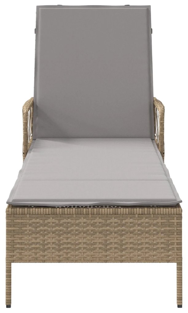 Espreguiçadeira Bege e cinza claro Rattan PE 157 x 55 x 92 cm