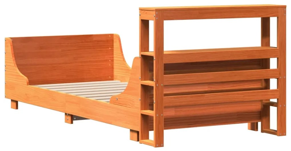 Cama sem colchão 100x200 cm pinho maciço castanho-mel