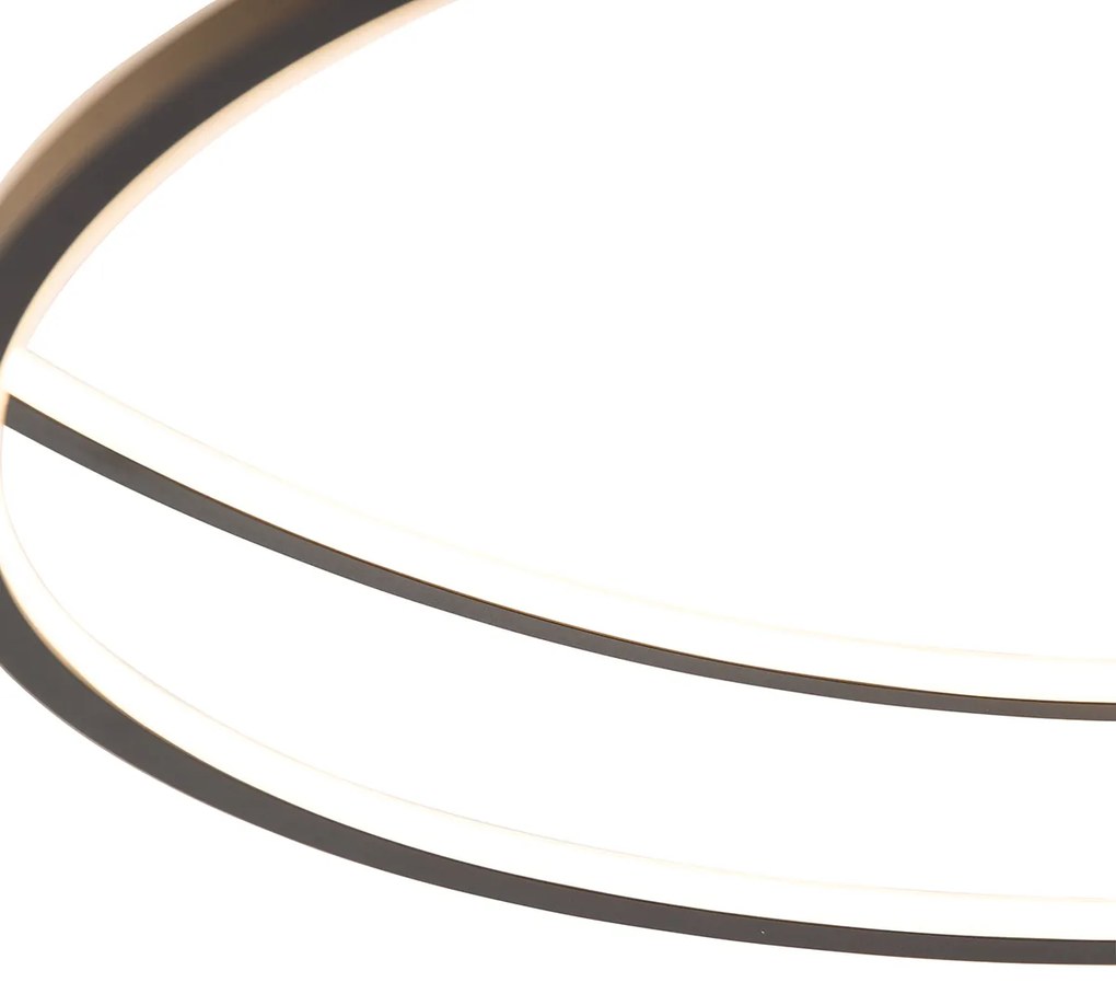 Candeeiro de teto preto 78 cm com LED regulável em 3 níveis - Rowin Design