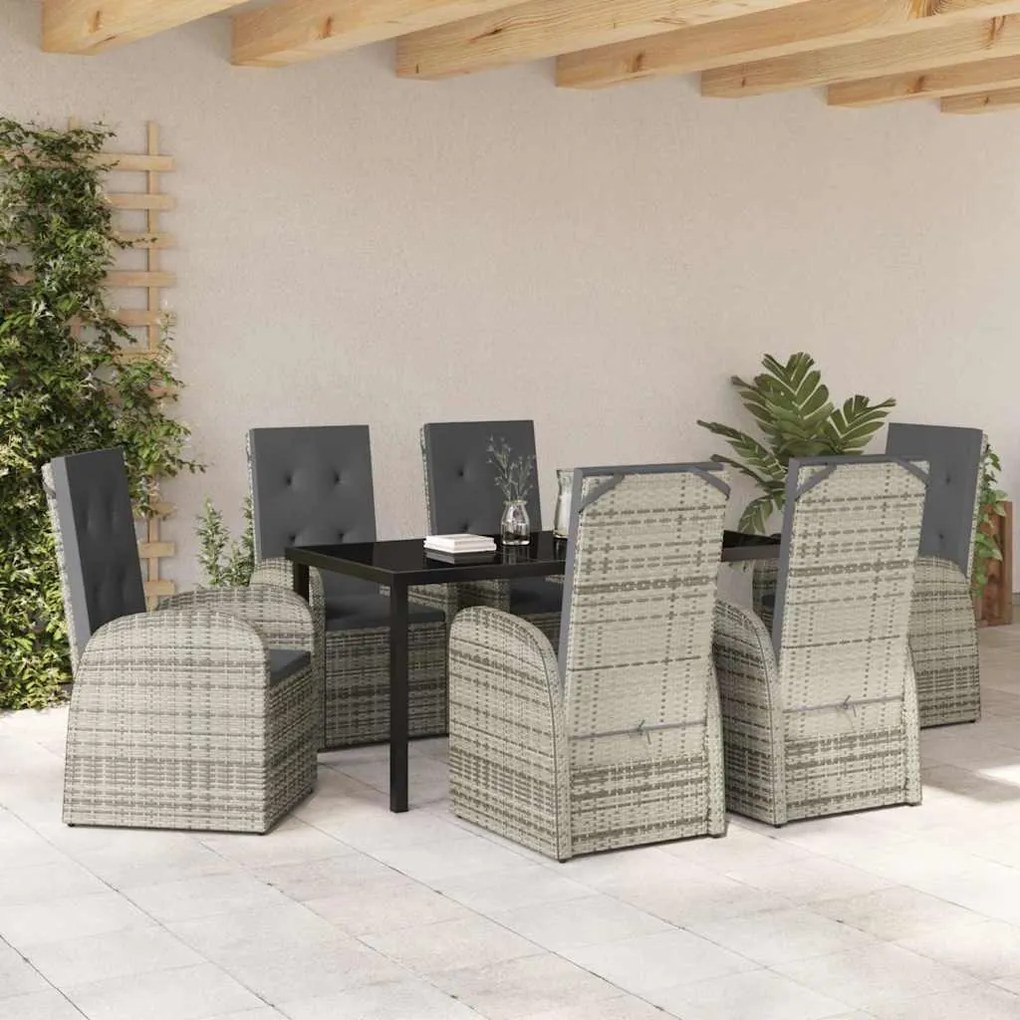 conjunto de móveis de exterior 7 pcs Cinzento 160 x 80 x 73 cm