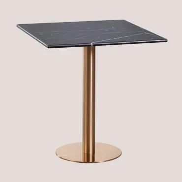 Square Cosmopolitan Marble Bar Table Mármore Nero Marquina & ↔︎ 70 Cm & Oro Rosa - Sklum