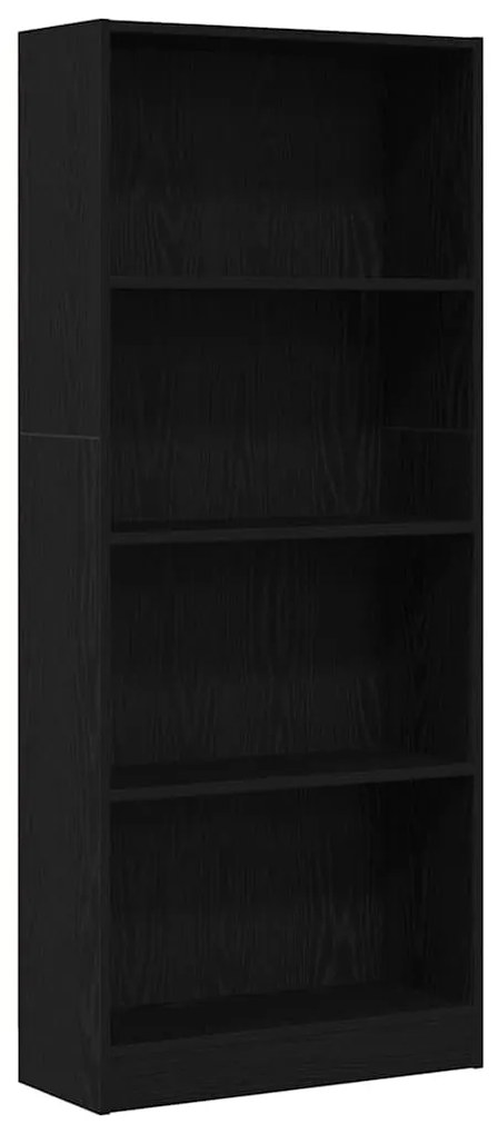 Estante de Carvalho Preto - 60 x 24 x 143 cm - Feita de Madeira de Eng
