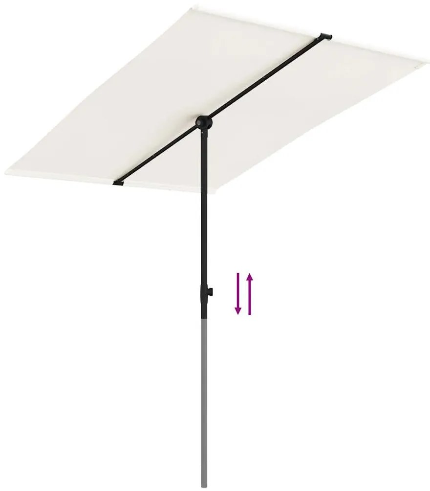 Guarda-sol de jardim c/ poste de alumínio 2x1,5 m branco areia