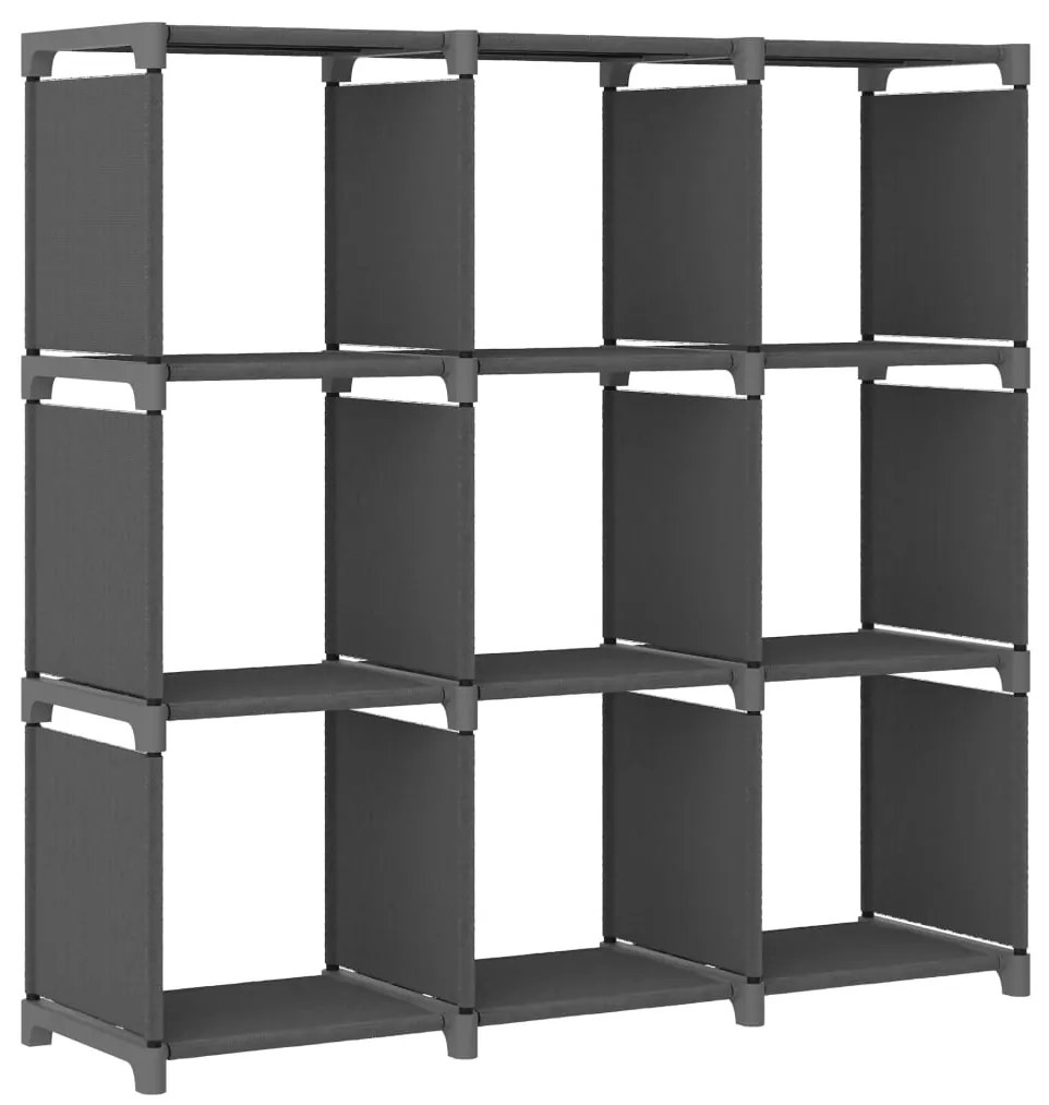 Unidade de prateleiras 9 cubos 103x30x107,5 cm tecido cinzento