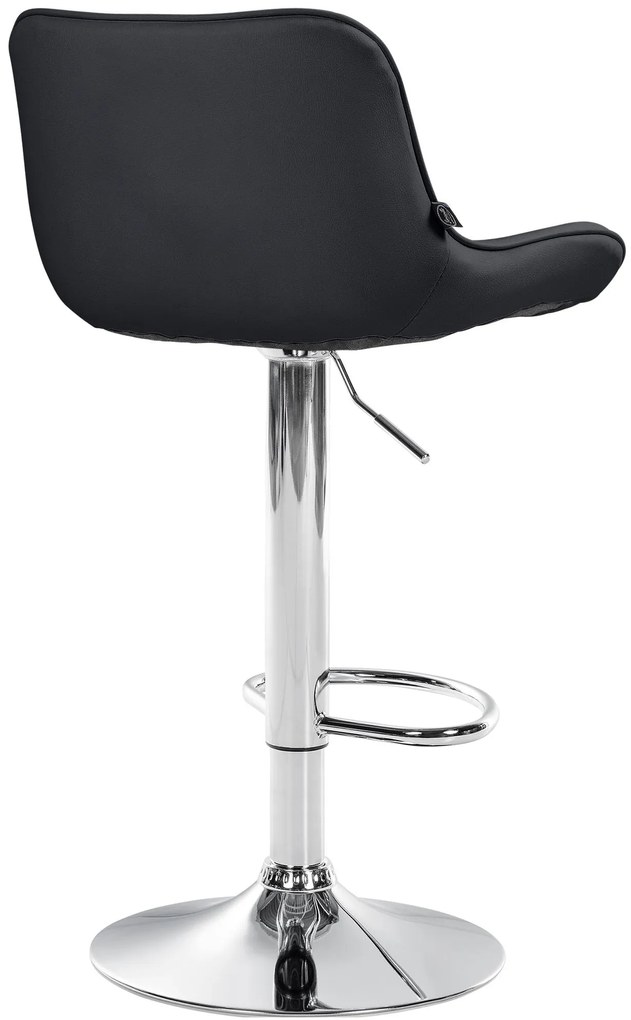 Banco alto em couro sintético com estrutura prateada 85-106 x 49 x 51 cm preto
