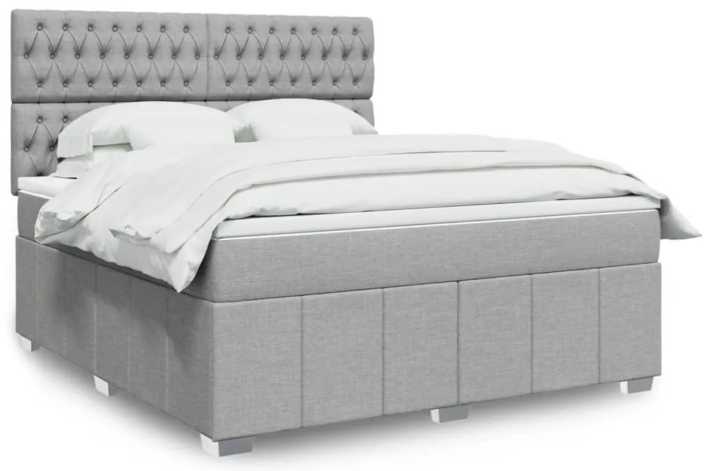 vidaXL Cama com molas/colchão 180x200 cm tecido cinzento-claro