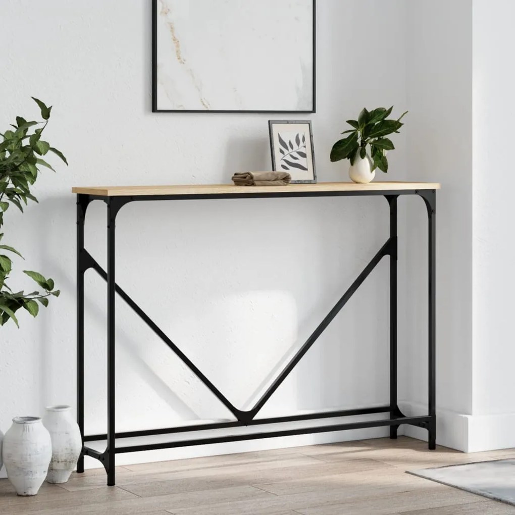 vidaXL Mesa consola 102x22,5x75cm derivados de madeira carvalho sonoma