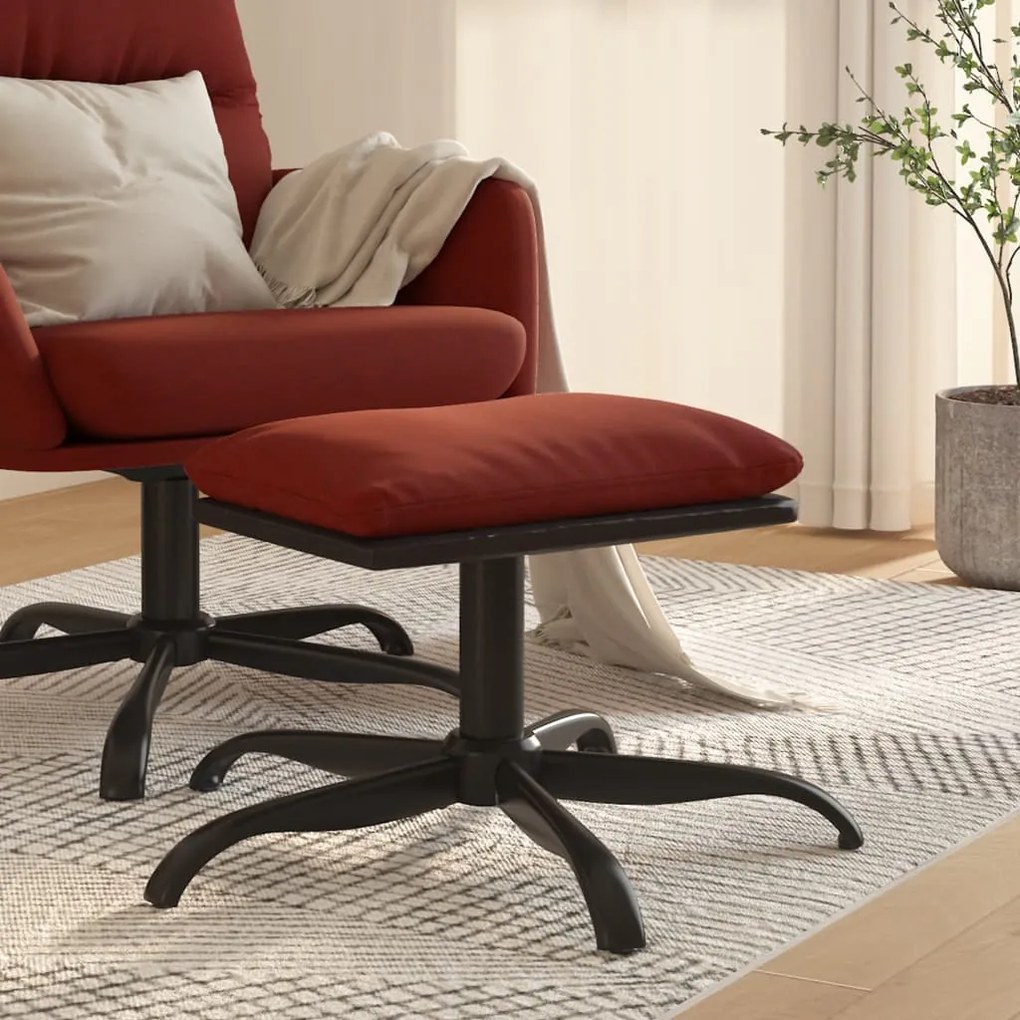 vidaXL Apoio de pés 60x60x36 cm tecido/couro artificial vermelho tinto