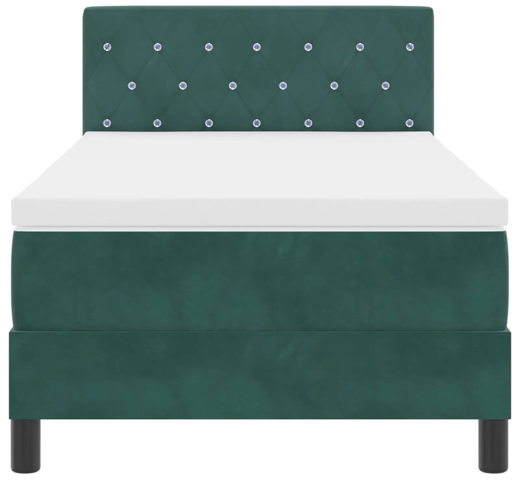 Cama Box Spring com Colchão verde escuro 100x200 cm em Veludo