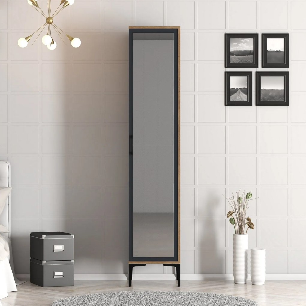Guarda-roupa Kumsal P – Nogueira/Antracite – 40x47,5x201,4 cm