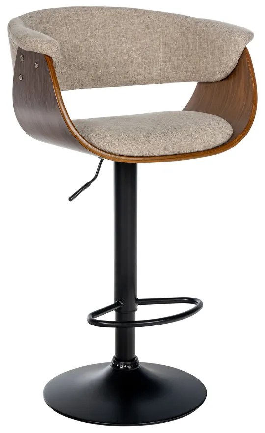 Banco alto em tecido 90-111 x 60 x 51 cm nogueira/creme
