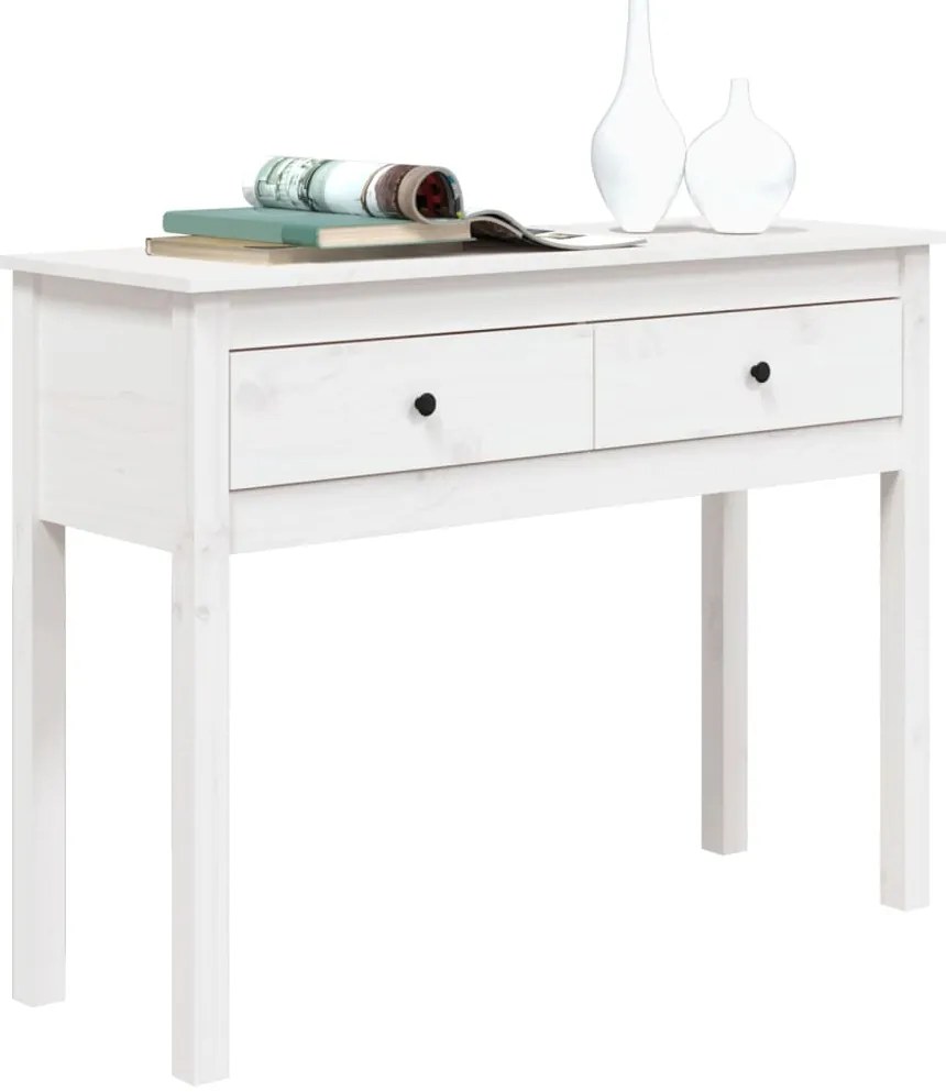 Mesa consola 100x35x75 cm pinho maciço branco