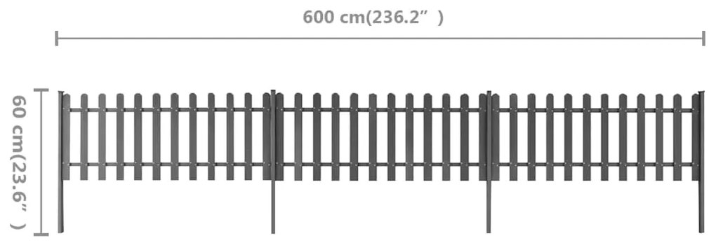 Cerca de estacas c/ postes 3 pcs 600x60 cm WPC