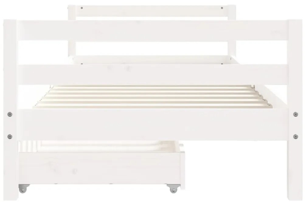 Estrutura cama infantil c/ gavetas 80x200cm pinho maciço branco