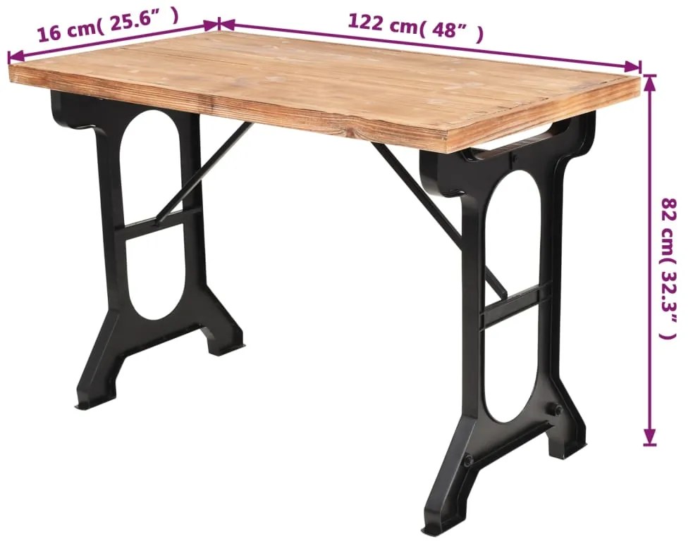 Mesa de jantar madeira de abeto maciça 122x65x82 cm