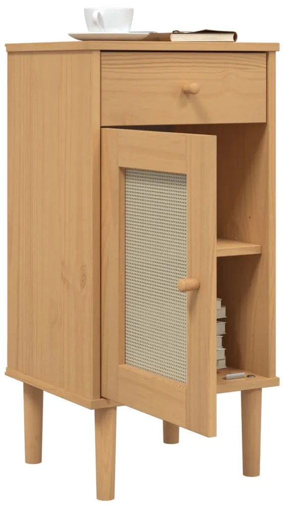 Mesa de cabeceira SENJA 40x35x80 cm pinho maciço castanho