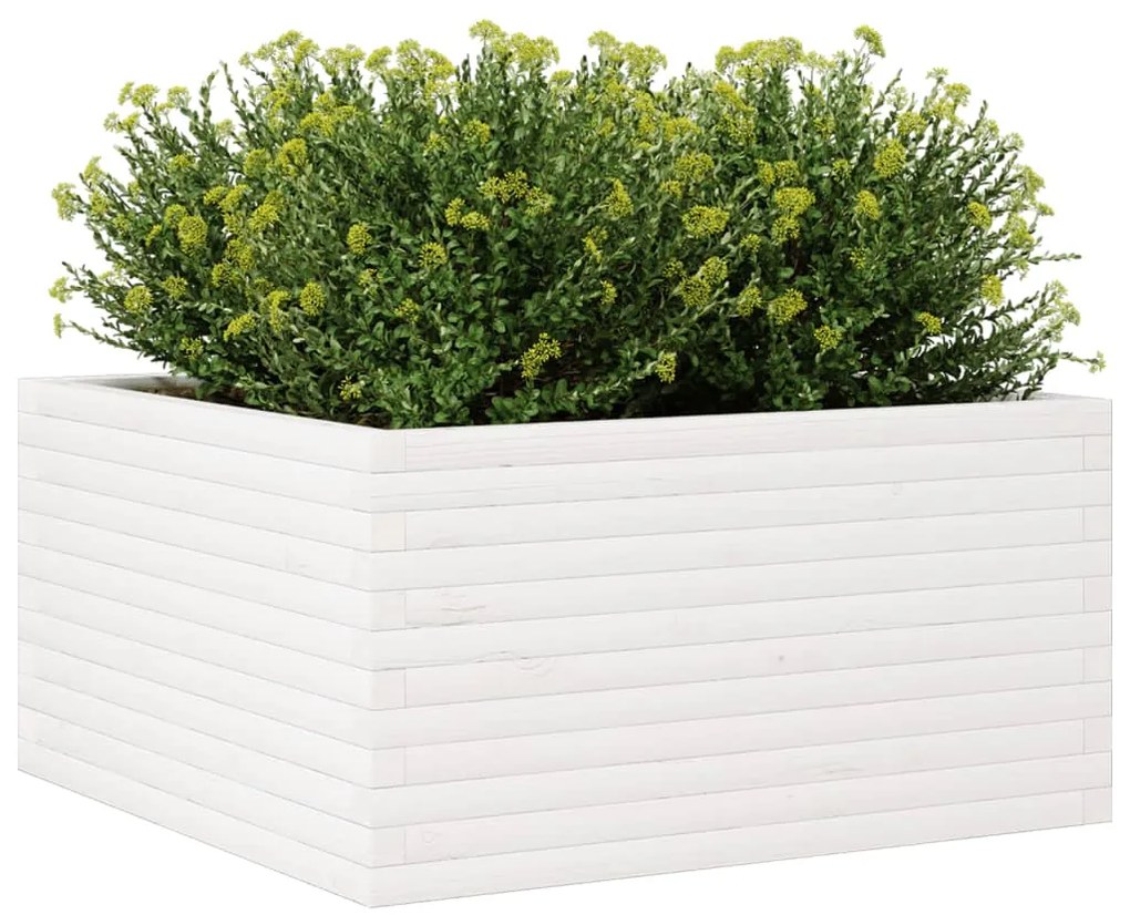 Vaso/floreira de jardim 90x90x46 cm madeira pinho maciça branco