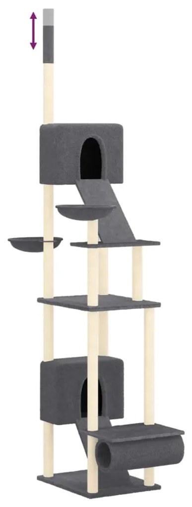 Árvore gatos altura ajustável chão-teto 277-303 cm cinza-escuro