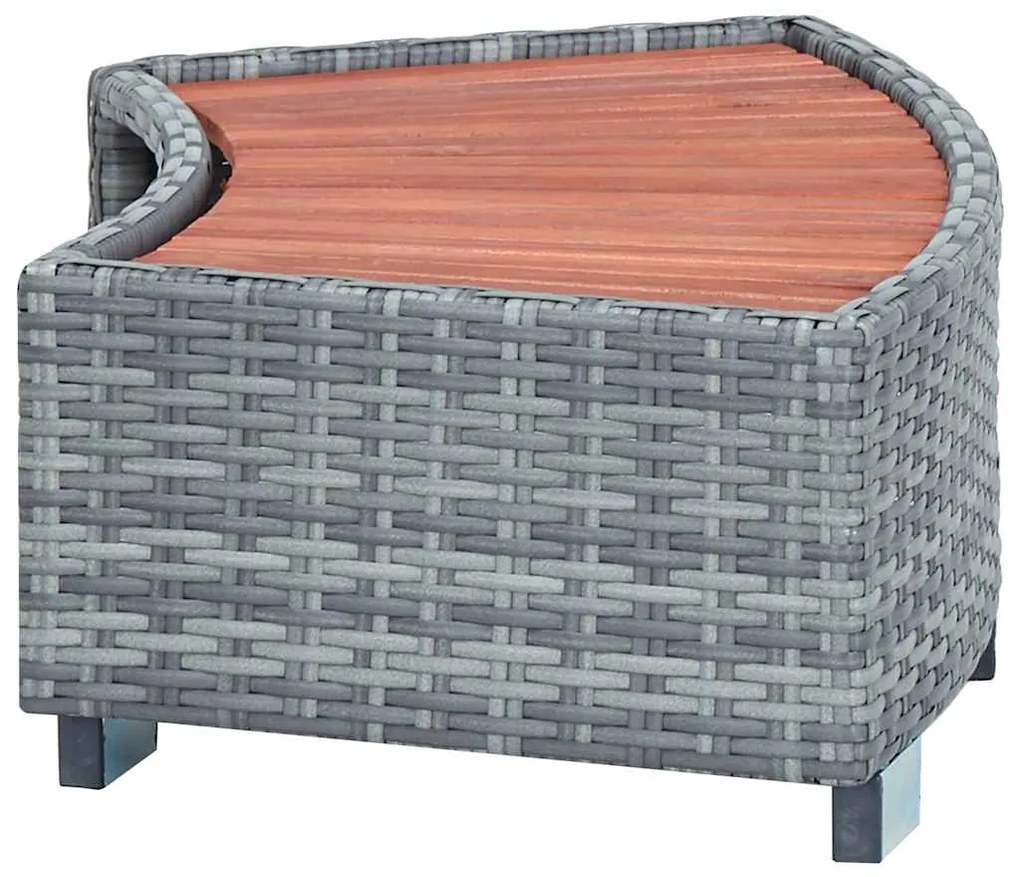 Degrau para spa em vime 92x45x25 cm cinzento