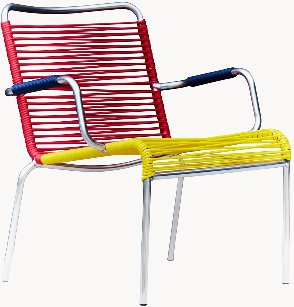 Cadeiras lounge artesanais empilháveis para jardim Mya Spaghetti, conjunto de 2