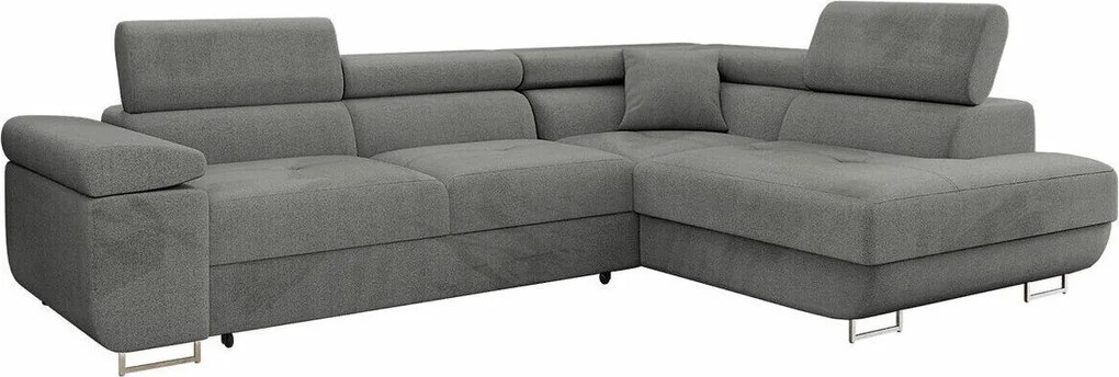 Sofá de canto Comfivo Eliferu 100, Cama com arrumação, 274x203x70cm, 141 kg, Pernas: Plástico, Metal