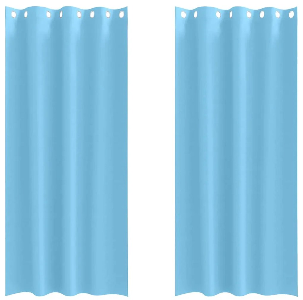 Cortinas com cortinas 2 pcs Azul claro 245 x 140 cm Poliéster
