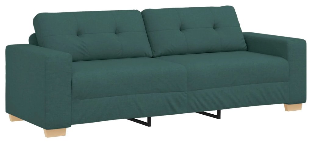 Conjunto de Sofá de 3 Peças com Almofadas - Tecido Verde Escuro
