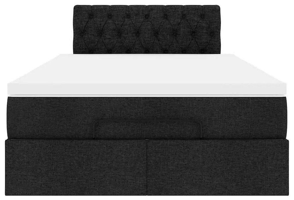 Cama otomana com colchão 120x200 cm tecido preto