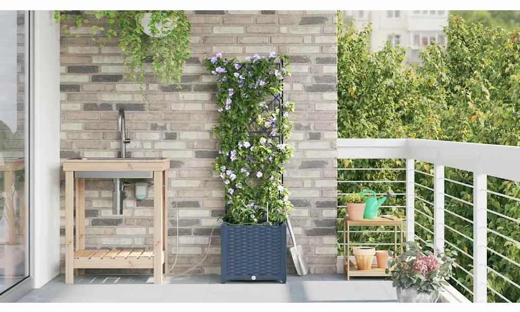 Jardineiras de Jardim 1 pc Cinzeto 40 x 40 x 142 cm Plástico