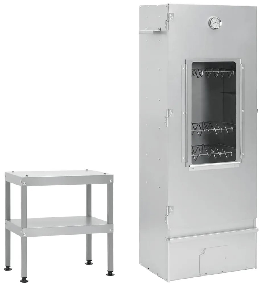 vidaXL Defumador com mesa aço galvanizado