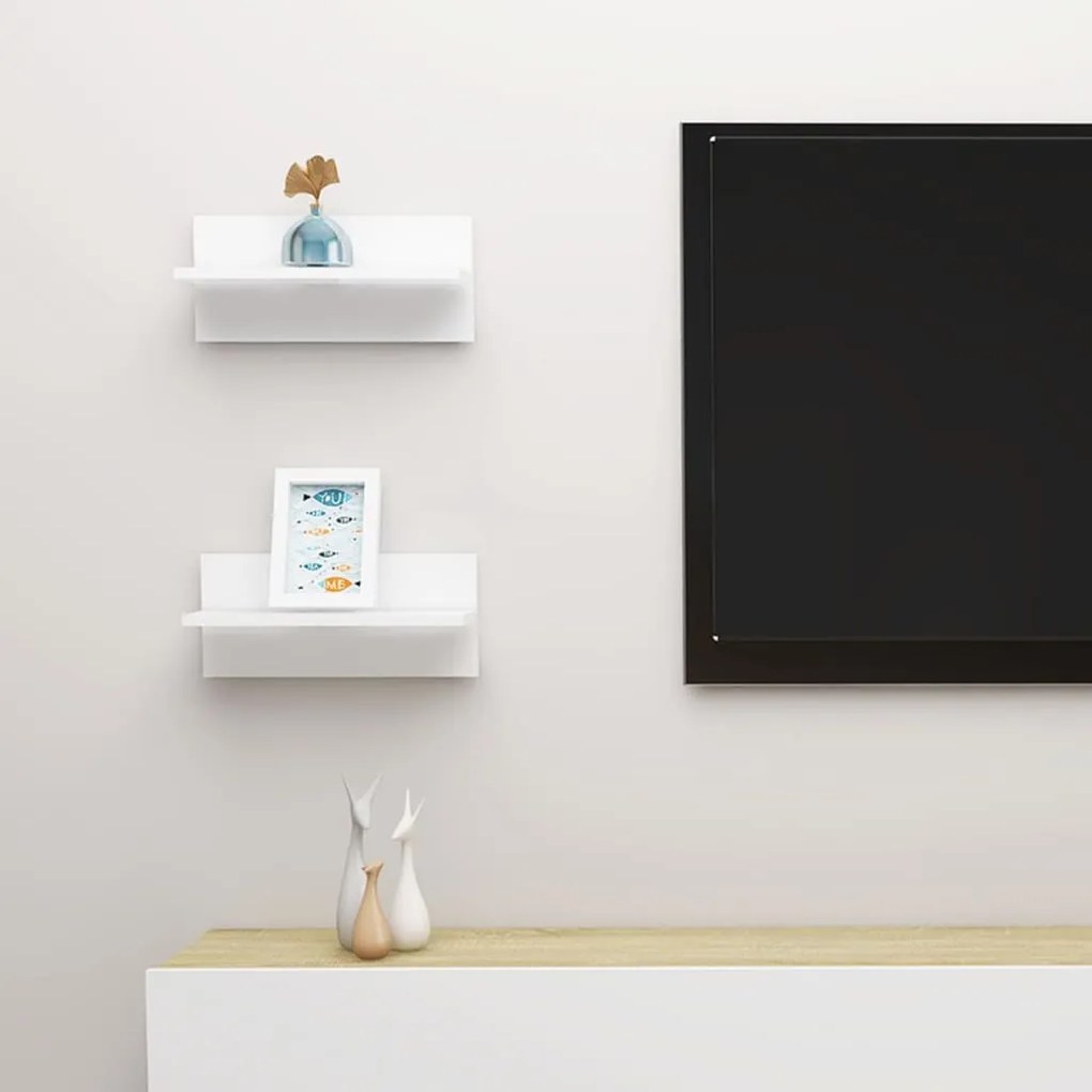 vidaXL Estantes de parede 2 pcs 40x11,5x18 cm contraplacado branco