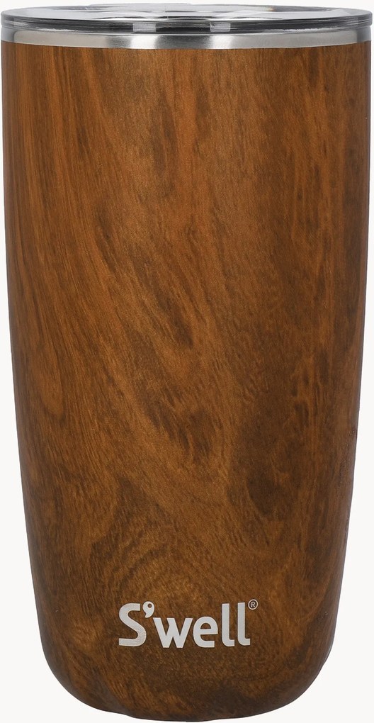 Copo térmico com tampa em madeira de teca
