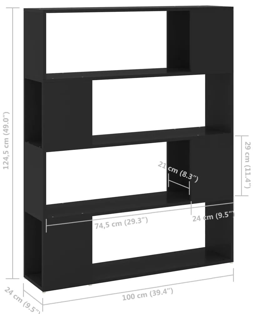 Estante/divisória 100x24x124 cm preto