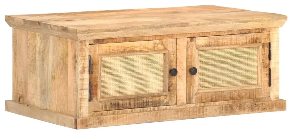 Mesa de centro 90x50x35 cm mangueira maciça e palhinha natural