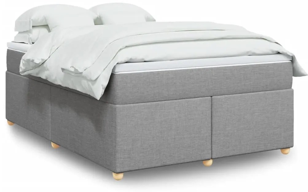 vidaXL Cama com molas/colchão 140x200 cm tecido cinzento-claro